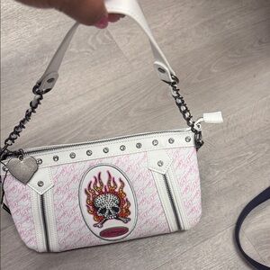 White and Pink Designer Shoulder Bag
